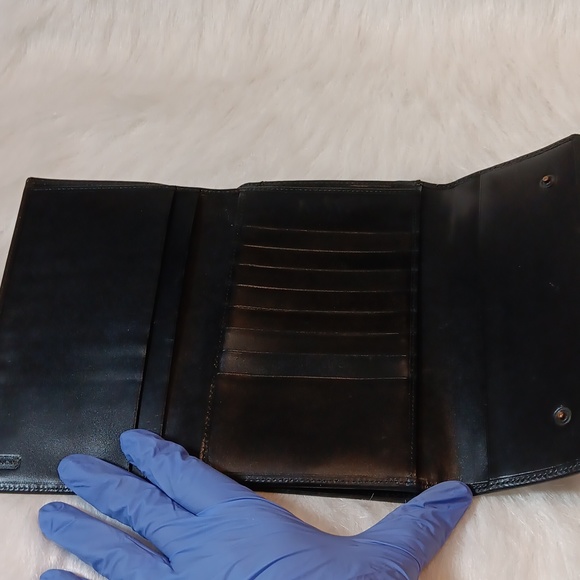 Black Leather Vintage Coach Checkbook Wallet - Picture 3 of 10